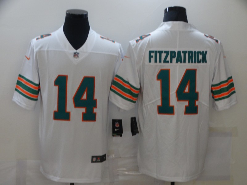 Men's Miami Dolphins Ryan Fitzpatrick #14 White Jersey
